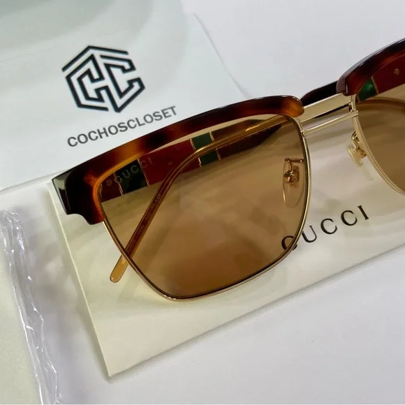 GUCCI SUNGLASSES GG0603S YELLOW SEE THROUGH MENS CLUBMASTER STYLE RX ABLE - Picture 9 of 16